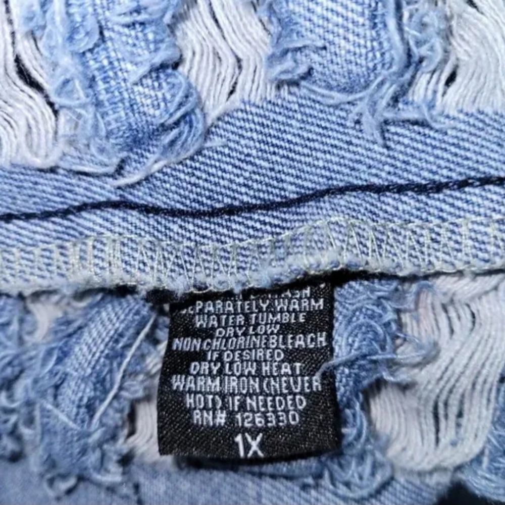 Thrill Ripped Denim Button Front Jacket, Size 1x - image 3